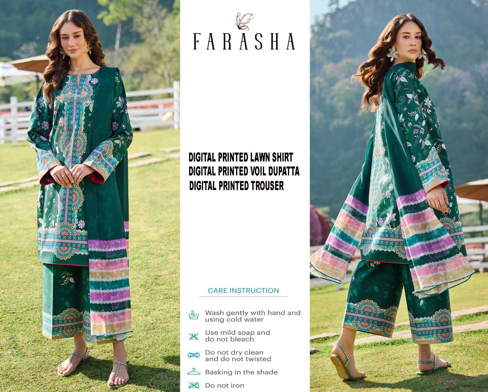 Farasha 3piece Lawn Printed