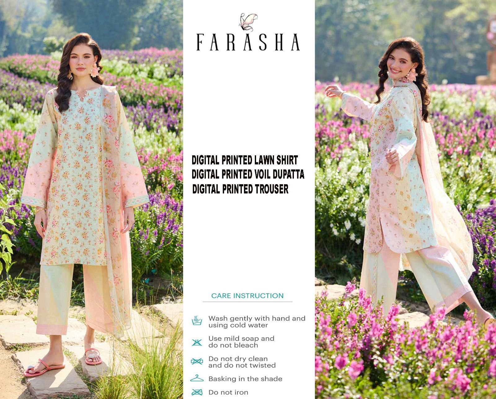 Farasha 3pc Lawn with Lawn Dupata